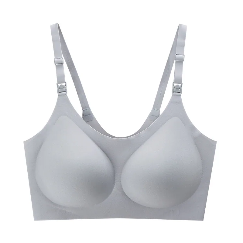 Ropa interior sin costuras para mujer embarazada, sin aros, gelatina, una pieza, sin talla, sujetador de lactancia, recogida, sujetador para dormir, mujer 5
