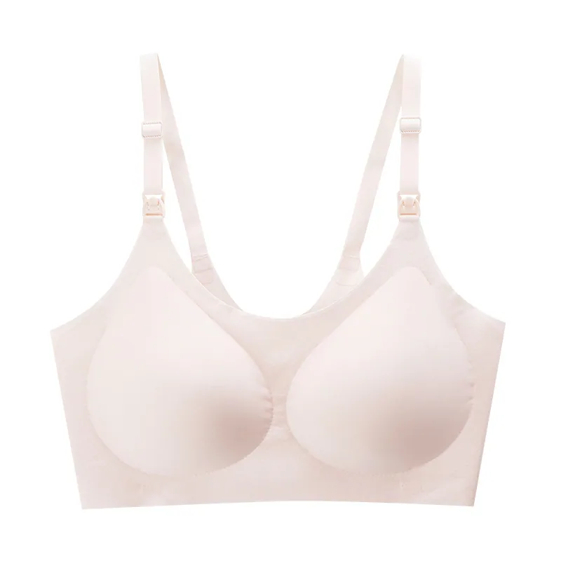 Ropa interior sin costuras para mujer embarazada, sin aros, gelatina, una pieza, sin talla, sujetador de lactancia, recogida, sujetador para dormir, mujer 9