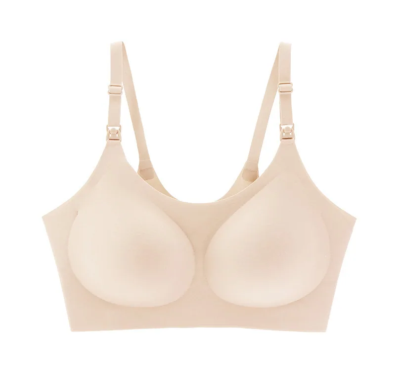 No size pregnant nursing underwear one-piece fixed cup non-marking breathable large size open buckle sleep sports milk cover 2
