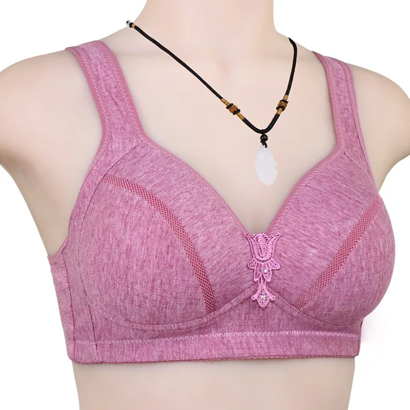 Spring new middle-aged and elderly colored cotton thin vest-style bra is simple and comfortable, no wire and back buckle plus-si 6