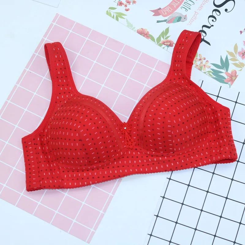 Bra new cotton bowl thin vest style middle-aged and elderly adjustment large size vest type underwear without wire ring 5