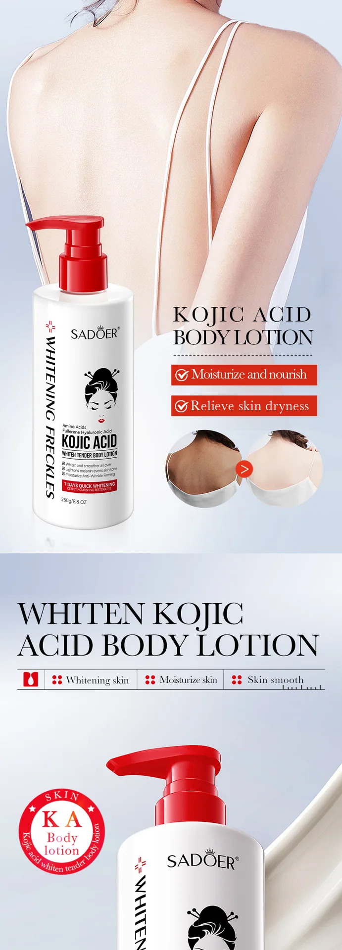 Tattoo body lotion SADOER koji acid rejuvenation moisturizing whitening body milk foreign trade cross-border 14