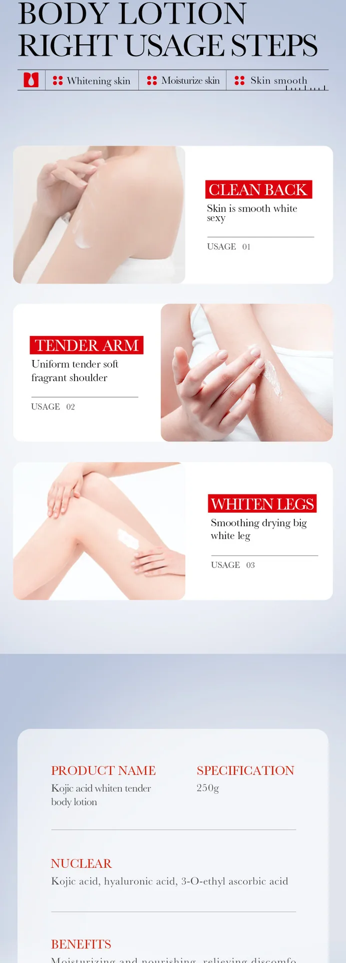 Tattoo body lotion SADOER koji acid rejuvenation moisturizing whitening body milk foreign trade cross-border 12
