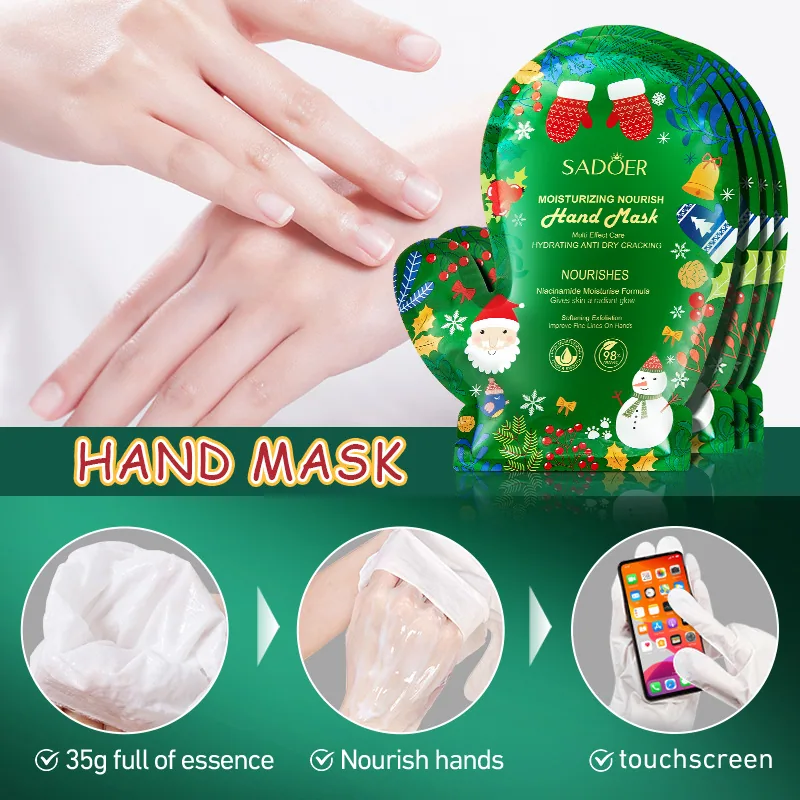 Hand Mask SADOER Christmas Niacinamide Moisturizing and Smooth Hand Mask Cross-border Skin Care Products 5