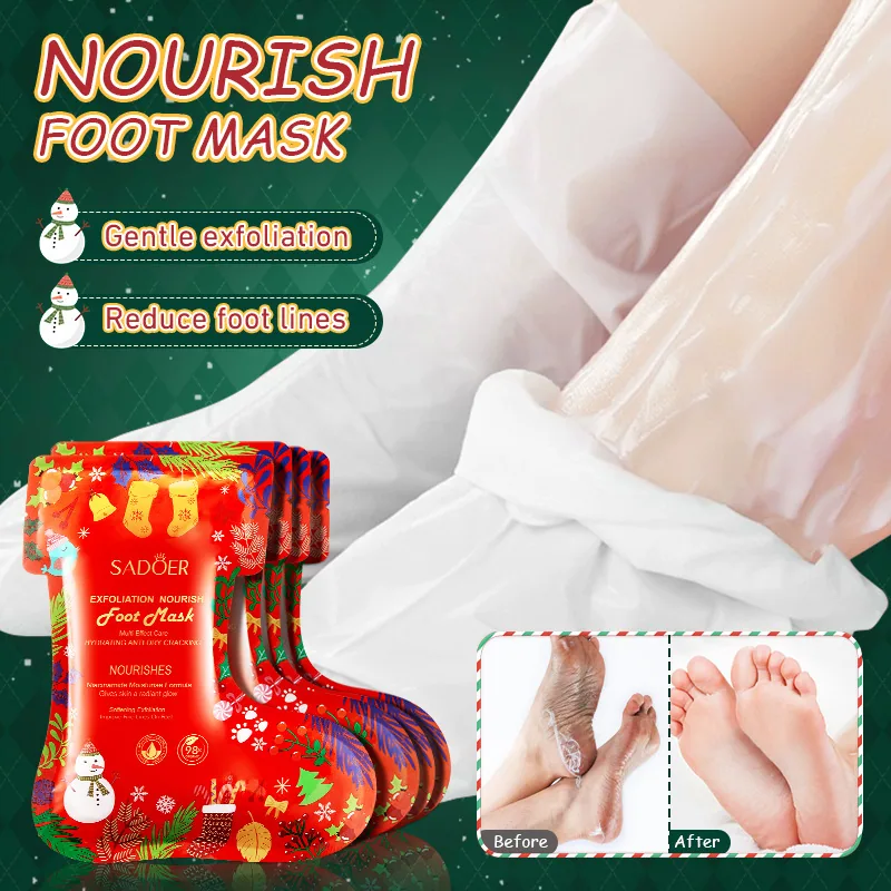 Ayak maskesi SADOER Noel niasinamid besleyici peeling ayak maskesi Ayak filmi Sınır ötesi cilt bakımı 3