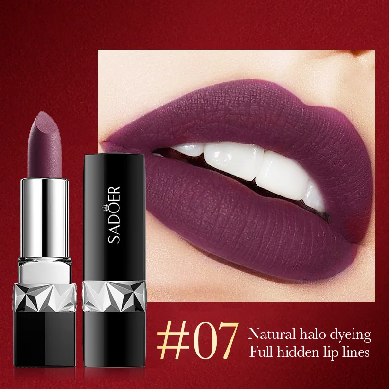 Cross-border lipstick SADOER velvet matte texture twelve-color lipstick full English foreign trade makeup 7