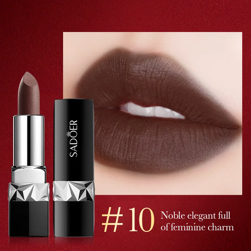 Cross-border lipstick SADOER velvet matte texture twelve-color lipstick full English foreign trade makeup 10