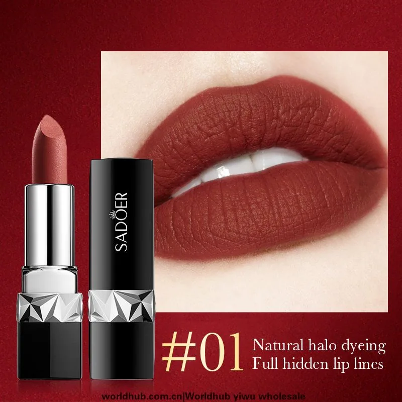 Cross-border lipstick SADOER velvet matte texture twelve-color lipstick full English foreign trade makeup