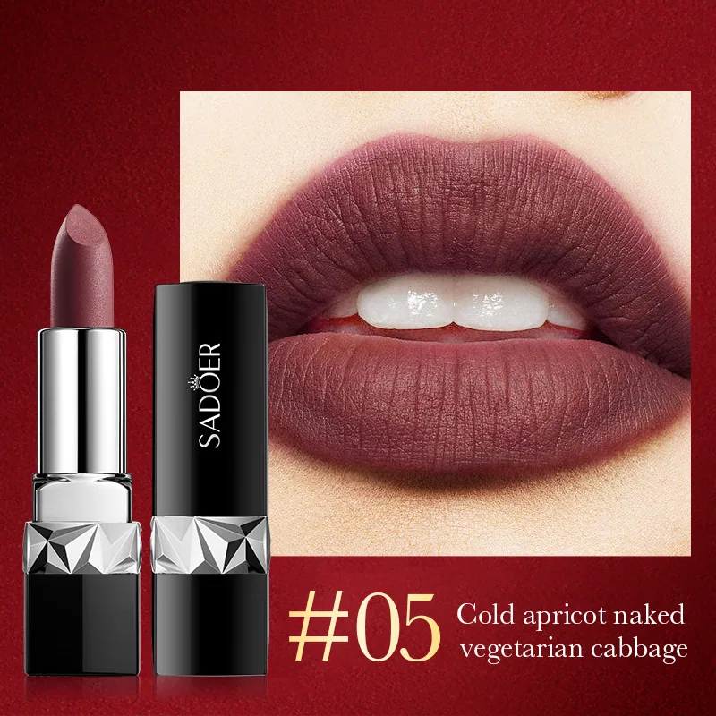 Cross-border lipstick SADOER velvet matte texture twelve-color lipstick full English foreign trade makeup 5
