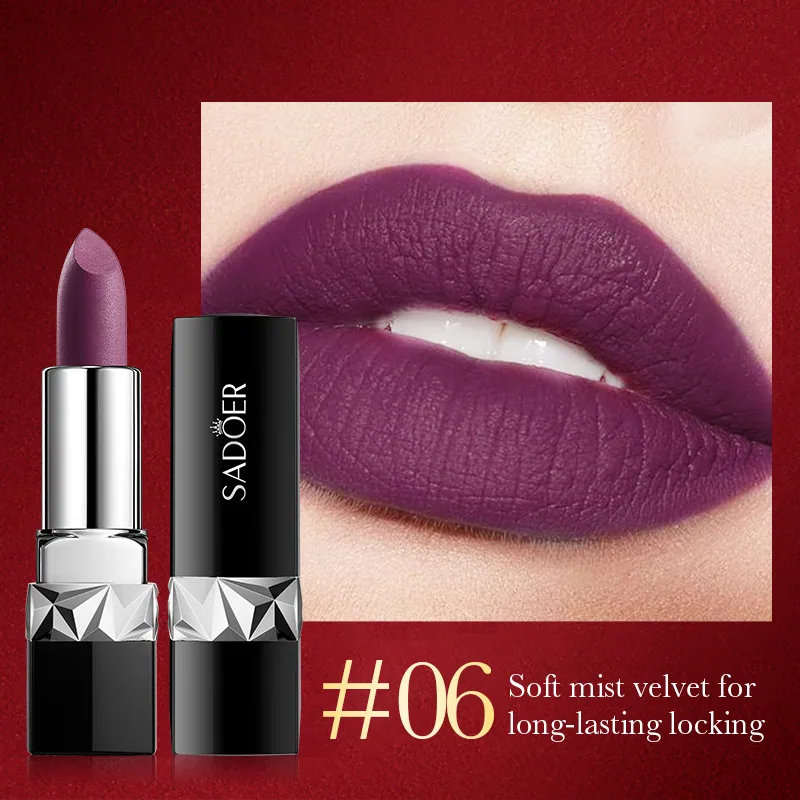 Cross-border lipstick SADOER velvet matte texture twelve-color lipstick full English foreign trade makeup 6