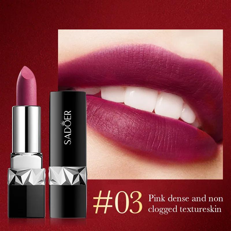 Cross-border lipstick SADOER velvet matte texture twelve-color lipstick full English foreign trade makeup 3