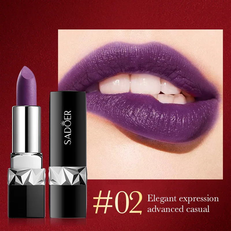 Cross-border lipstick SADOER velvet matte texture twelve-color lipstick full English foreign trade makeup 2