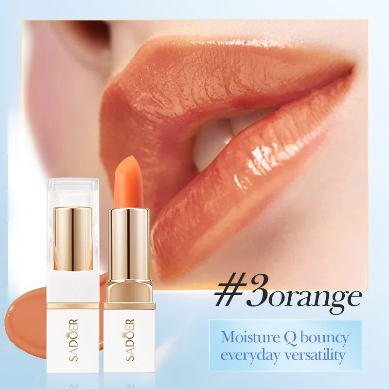 Rouge à lèvres transfrontalier SADOER changement de température rouge à lèvres hydratant texture brillante n'est pas facile à décolorer rouge à lèvres anglais complet m 3