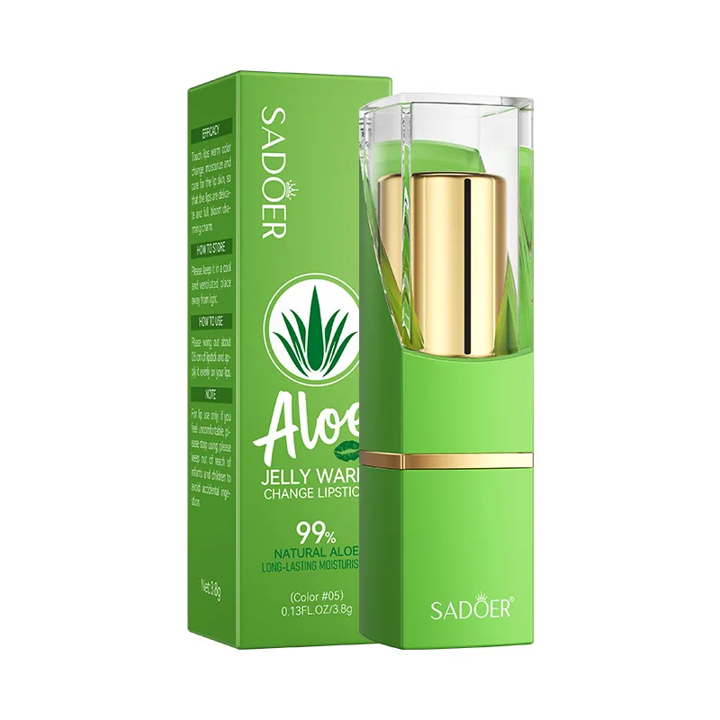 Rouge à lèvres de maquillage transfrontalier SADOER, gelée d'aloe vera, changement de température, brillant à lèvres, ne se décolore pas facilement, rouge à lèvres en anglais 3