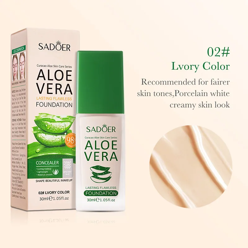 Cross-border foreign trade, SADOER aloe vera makeup flawless foundation lasts for a long time, not easy to remove makeup, does n