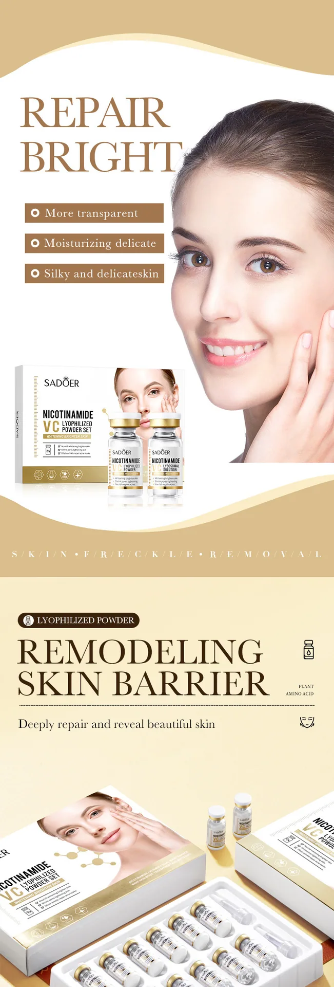 SADOER Niacinamide Vitamin C Freeze-Dried Powder Set Pore-shrinking Anti-Wrinkle Freeze-Dried Powder Wholesale - Face & Body Mask 9