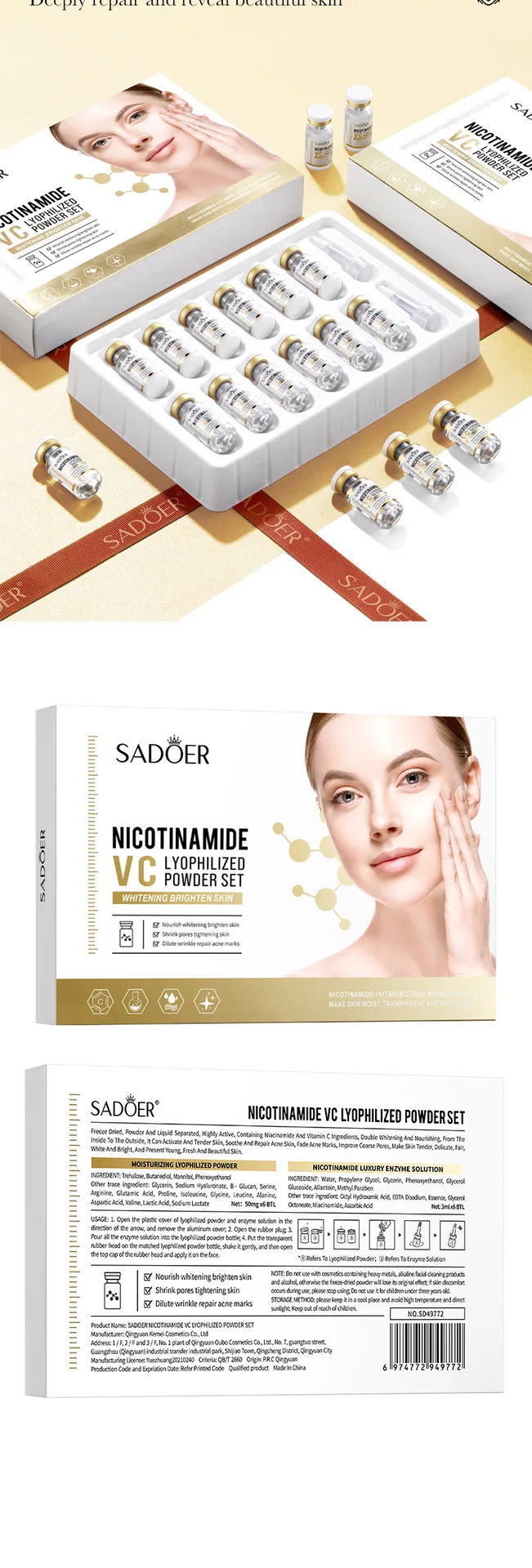 SADOER Niacinamide Vitamin C Freeze-Dried Powder Set Pore-shrinking Anti-Wrinkle Freeze-Dried Powder Wholesale - Face & Body Mask 16