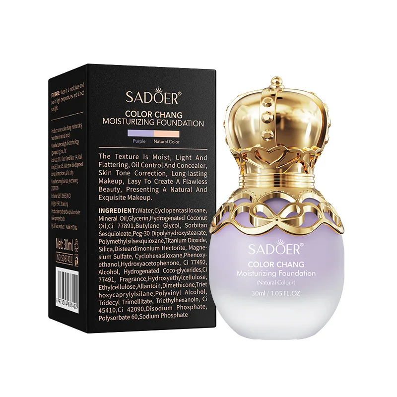 SADOER Warm Changing Skin Tone Concealer Foundation Liquid Concealer BB Cream Makeup Cross-border Foreign Trade Wholesale