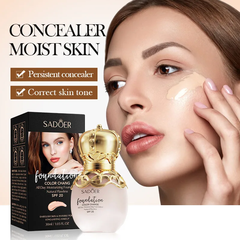 All English Warm Change Foundation SADOER Temperature Change Concealer Contour Foundation (Light Skin Tone) Cross-border makeup 4
