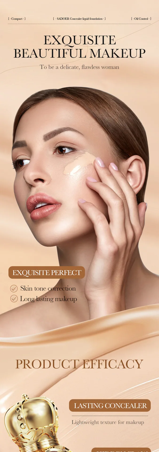 All English Warm Change Foundation SADOER Temperature Change Concealer Contour Foundation (Light Skin Tone) Cross-border makeup 8