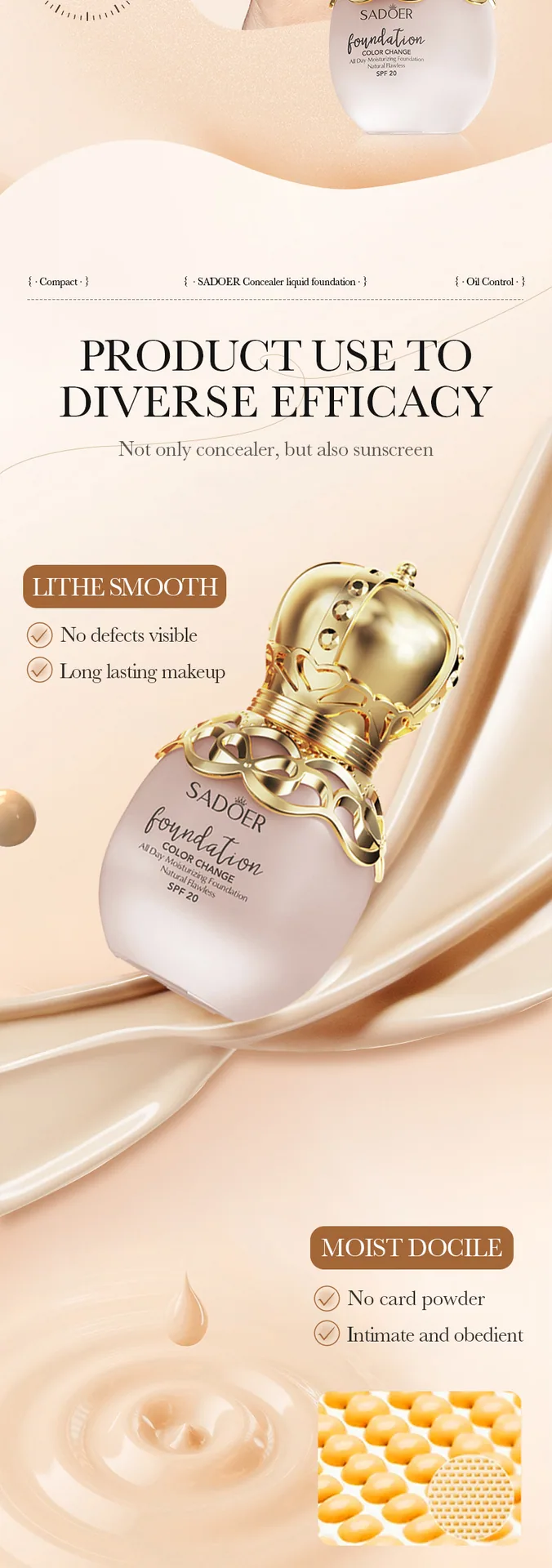 All English Warm Change Foundation SADOER Temperature Change Concealer Contour Foundation (Light Skin Tone) Cross-border makeup 10