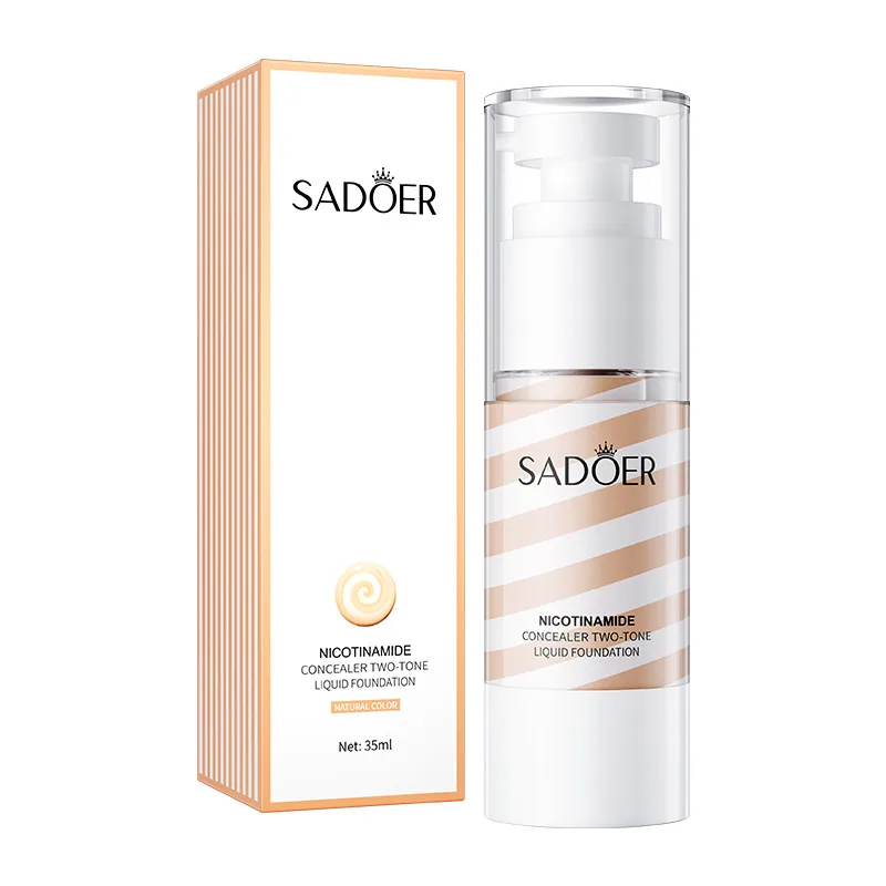 All English SADOER niacinamide concealer two-color foundation setting makeup contouring moisturizing cross-border makeup foreign