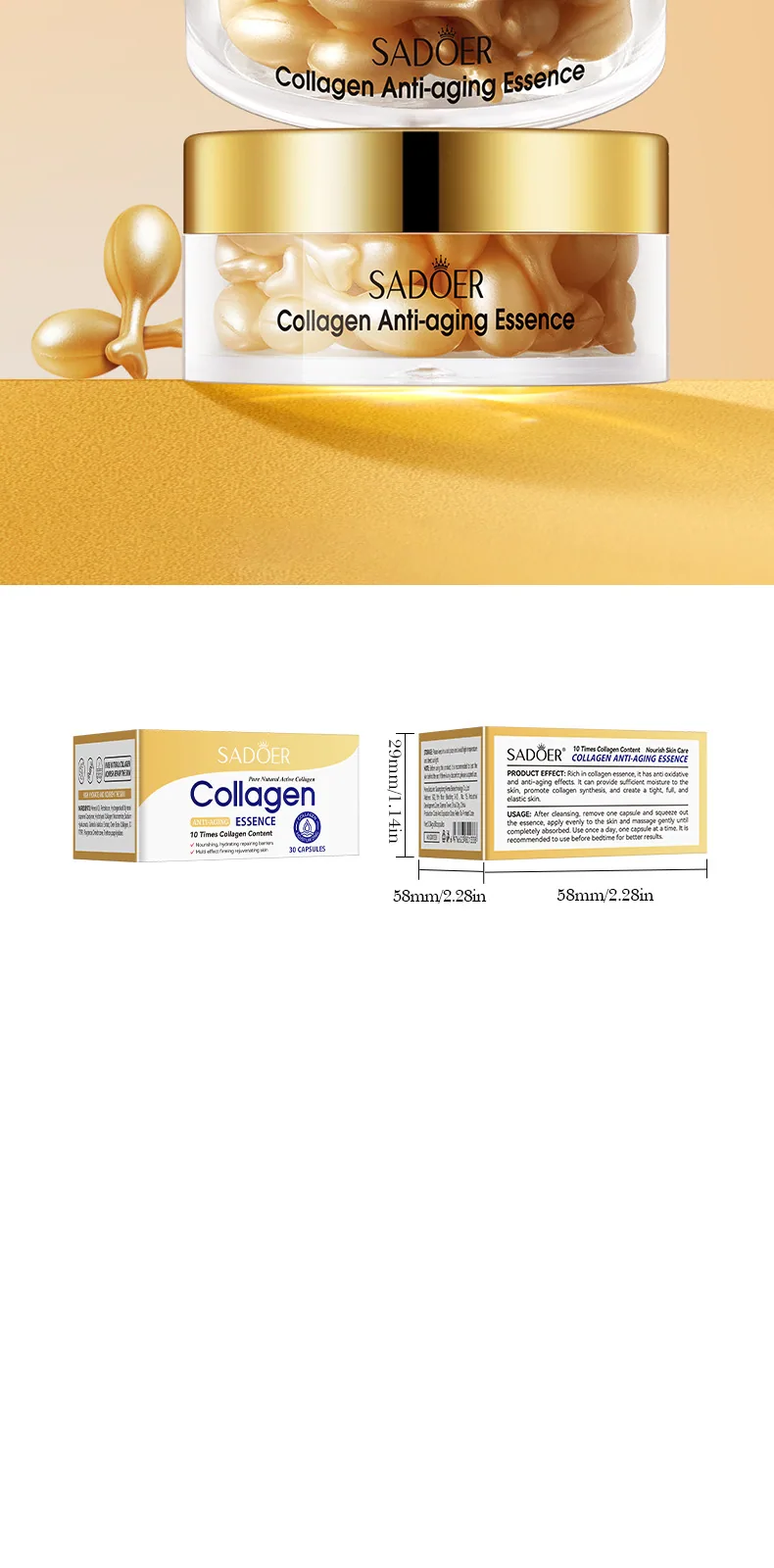 All English capsule cream SADOER collagen anti-wrinkle essence moisturizing moisturizing and hydrating cross-border foreign trad - Skin Care Serum 9