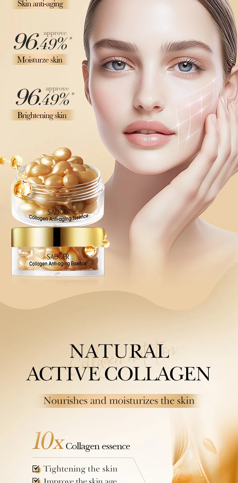 All English capsule cream SADOER collagen anti-wrinkle essence moisturizing moisturizing and hydrating cross-border foreign trad - Skin Care Serum 13