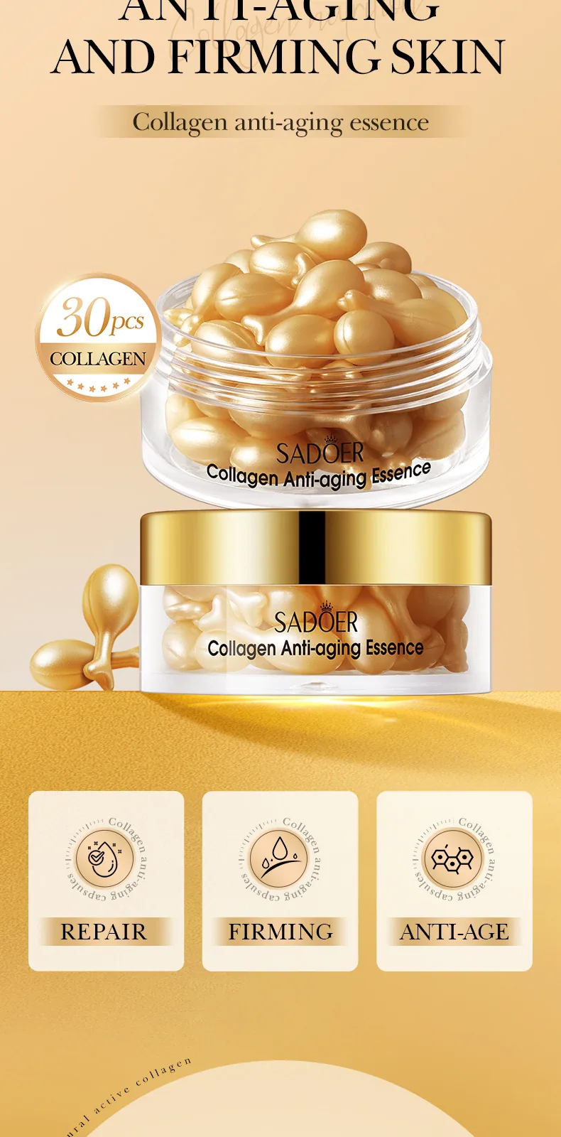 All English capsule cream SADOER collagen anti-wrinkle essence moisturizing moisturizing and hydrating cross-border foreign trad - Skin Care Serum 10