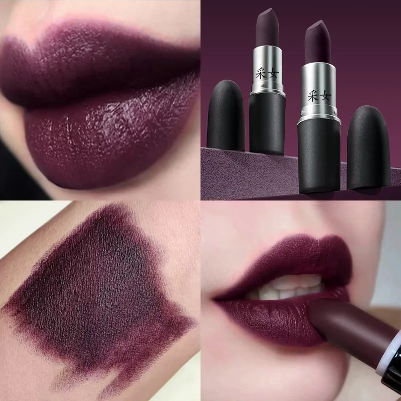 Rouge à lèvres couleur tante, danse latine couleur cerise foncée noir rouge style gothique foncé violet ton violet raisin violet 5
