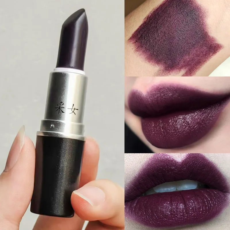 Rouge à lèvres couleur tante, danse latine couleur cerise foncée noir rouge style gothique foncé violet ton violet raisin violet 4