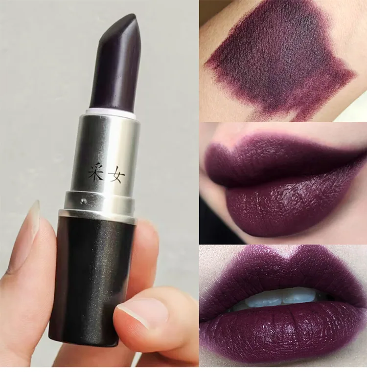 Rouge à lèvres couleur tante, danse latine couleur cerise foncée noir rouge style gothique foncé violet ton violet raisin violet 7