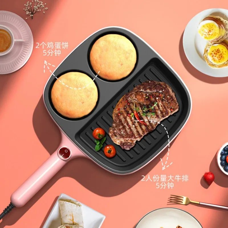 Cross-border สี่หลุมไข่เจียว PAN 3-in-1 Internet Celebrity อาหารเช้าเครื่อง MINI Multi-Functional ไข่สเต็ก Electr 4