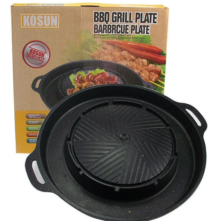 Korean square barbecue pan Korean barbecue grill maik stone grill barbecue pan home outdoor portable cassette oven barbecue plat 5