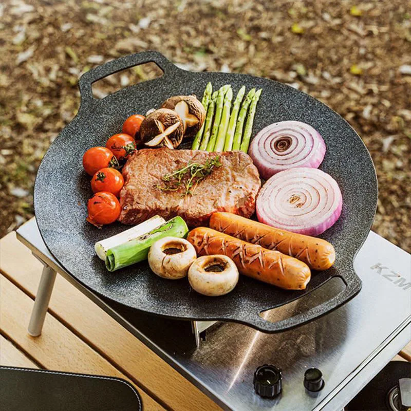Korean square barbecue pan Korean barbecue grill maik stone grill barbecue pan home outdoor portable cassette oven barbecue plat 7