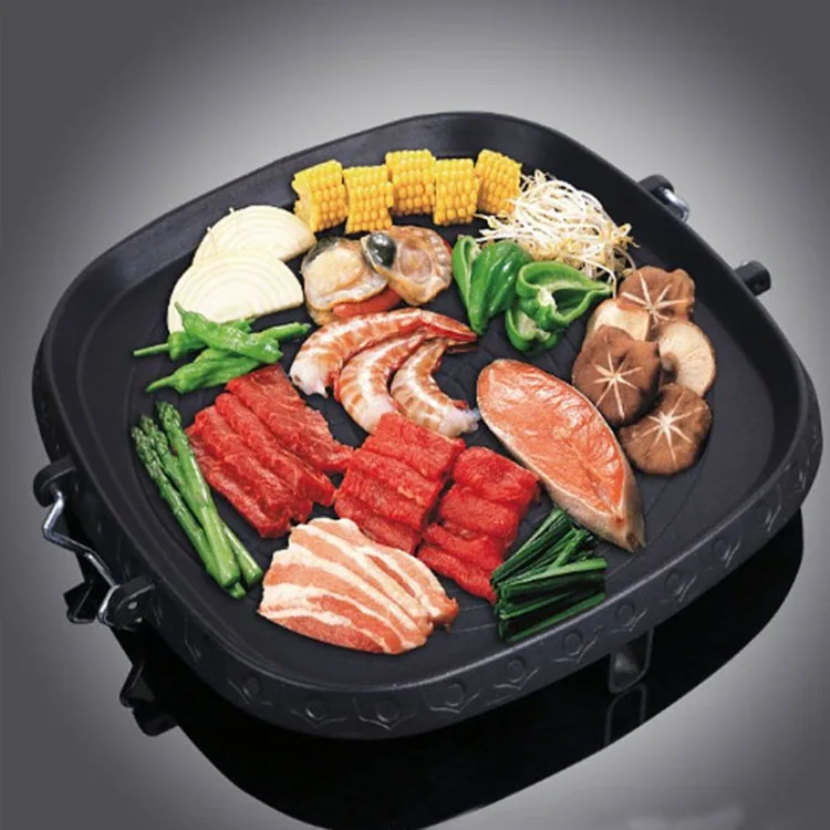 Korean square barbecue pan Korean barbecue grill maik stone grill barbecue pan home outdoor portable cassette oven barbecue p