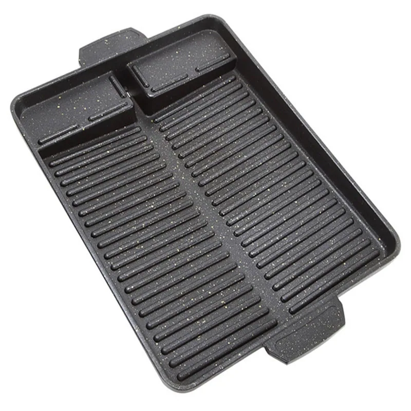 Korean square barbecue pan Korean barbecue grill maik stone grill barbecue pan home outdoor portable cassette oven barbecue plat 3