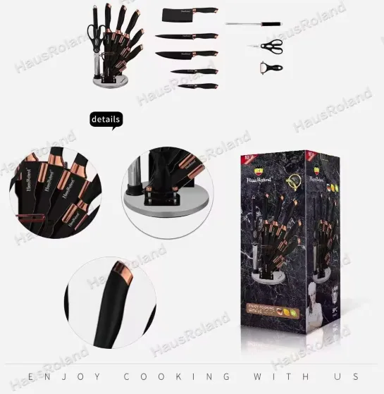 HausRoland Complete Stainless Steel 9-Piece Knife Set Home Kitchen Knife Set with Knife Holder Combination 7