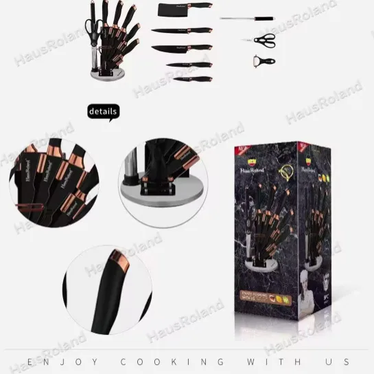 HausRoland Complete Stainless Steel 9-Piece Knife Set Home Kitchen Knife Set with Knife Holder Combination 3