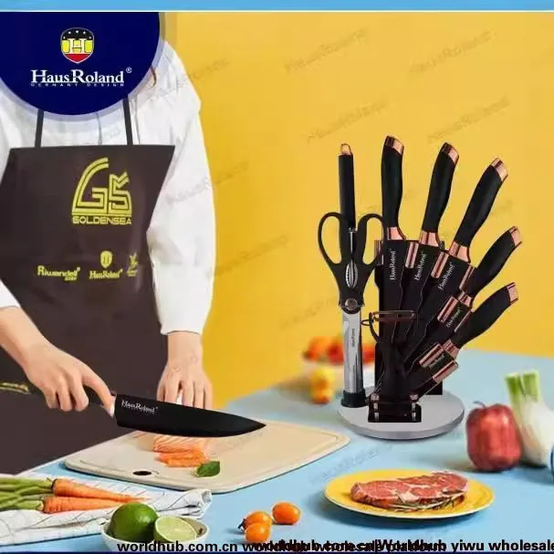 HausRoland Complete Stainless Steel 9-Piece Knife Set Home Kitchen Knife Set with Knife Holder Combination