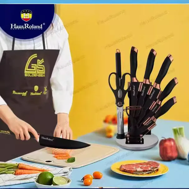 HausRoland Complete Stainless Steel 9-Piece Knife Set Home Kitchen Knife Set with Knife Holder Combination 4