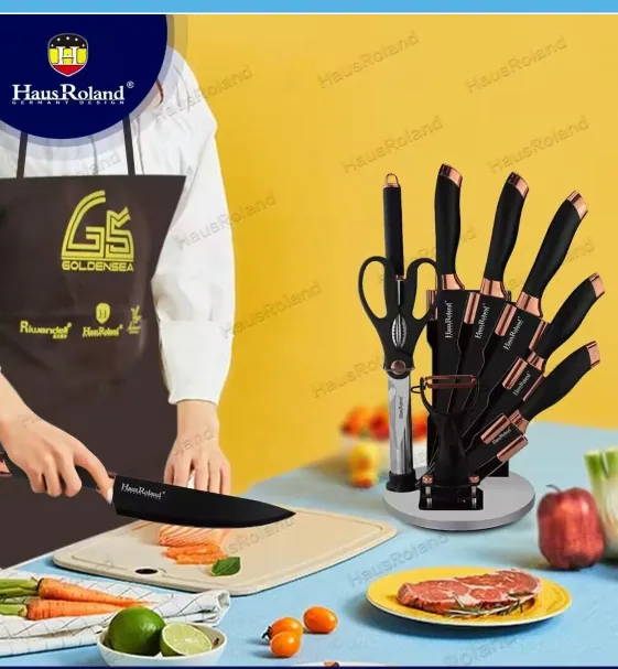 HausRoland Complete Stainless Steel 9-Piece Knife Set Home Kitchen Knife Set with Knife Holder Combination 6
