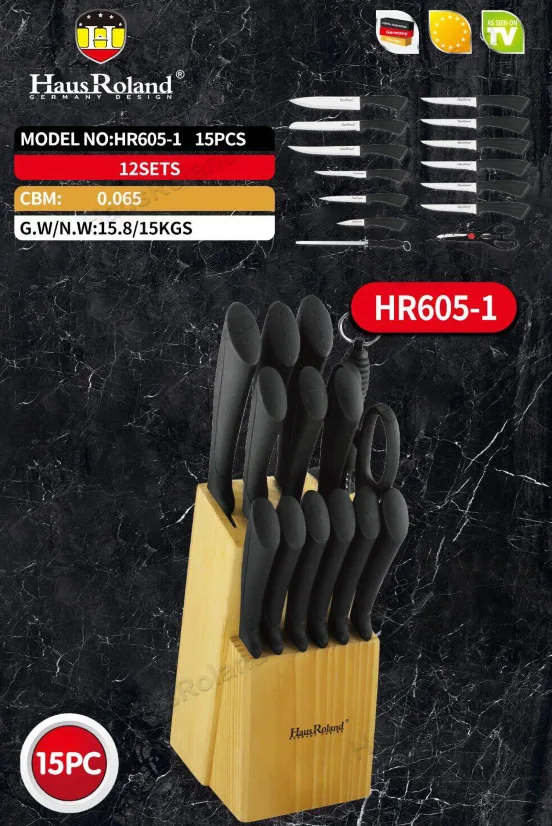 HausRoland Wholesale Knife Kitchen Set Combo Kitchen Knife Household Fruit Knife Kitchen Knife Set Chef Set of 15 8