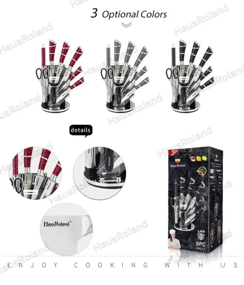 HausRoland foreign trade cross-border stainless steel kitchen knife set multi-gauge knife holder scissors in stock 8