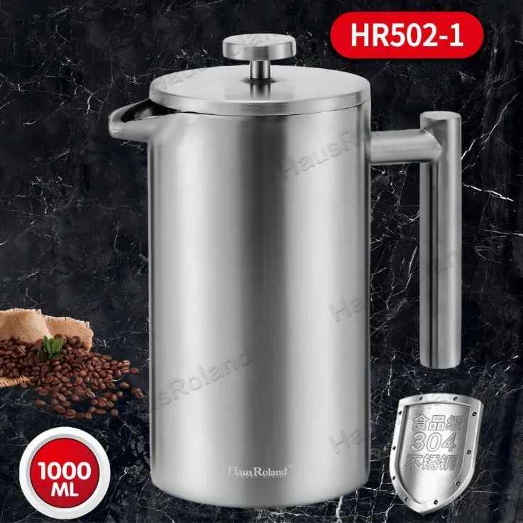 Kaedah keluli tahan karat 304 tekan tangan tuangkan ke atas teko periuk kopi dengan penapis berkapasiti besar 3