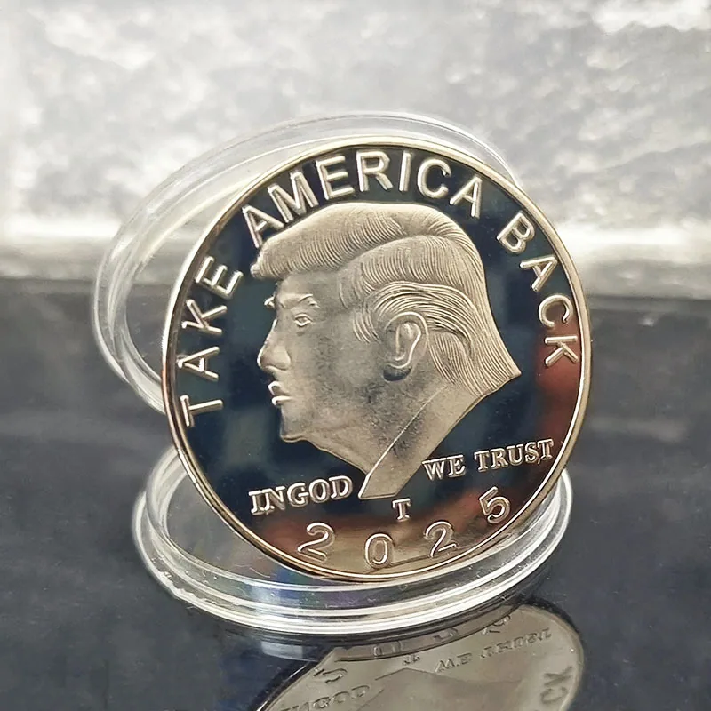 New foreign coins, American Trump commemorative coins, 2025 Figure of the Year medal coins, three-dimensional relief 2