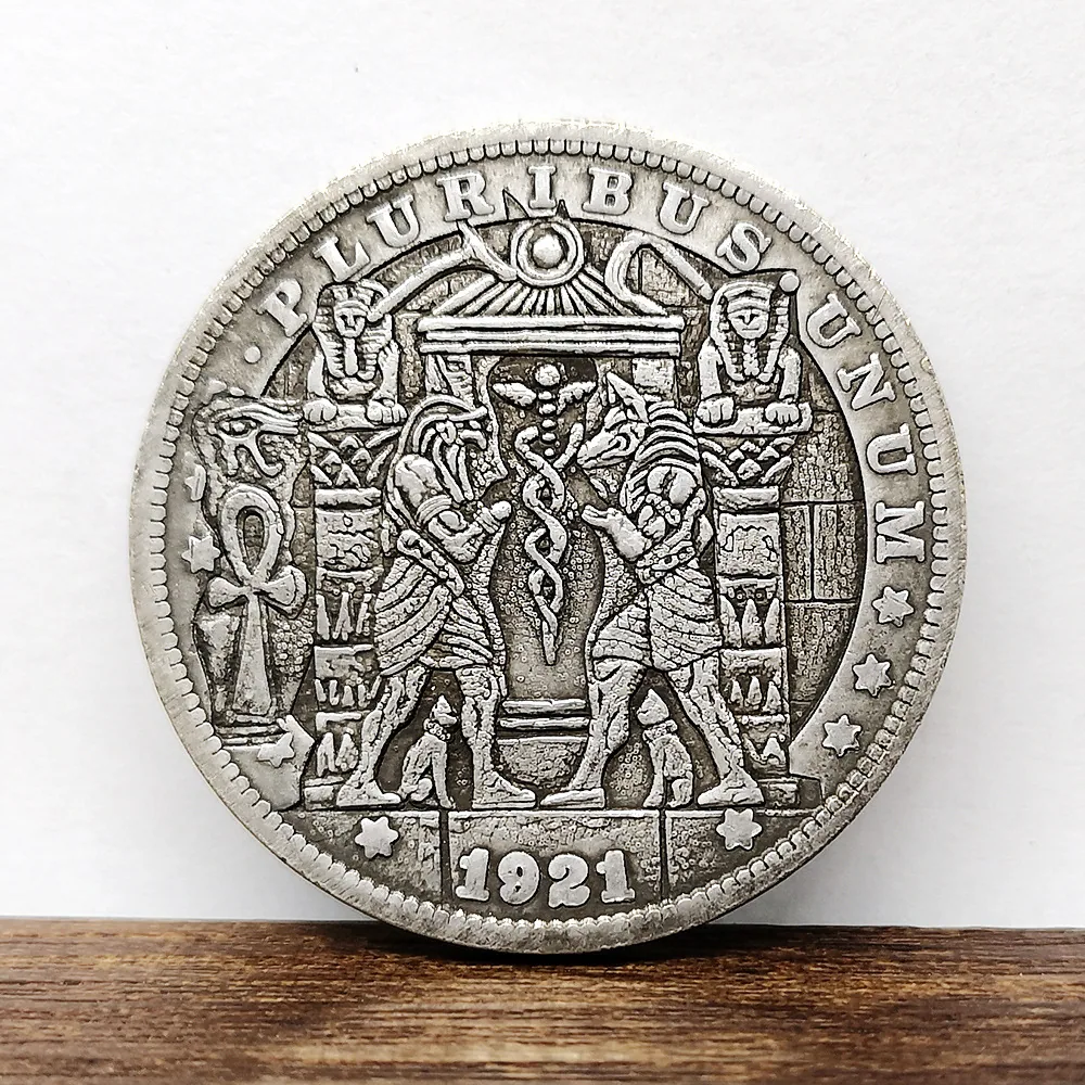 Egyptian Anubis/Horus Wandering Coin Kobby Eagle Head Patronus Antique Silver Dollar Coin 5