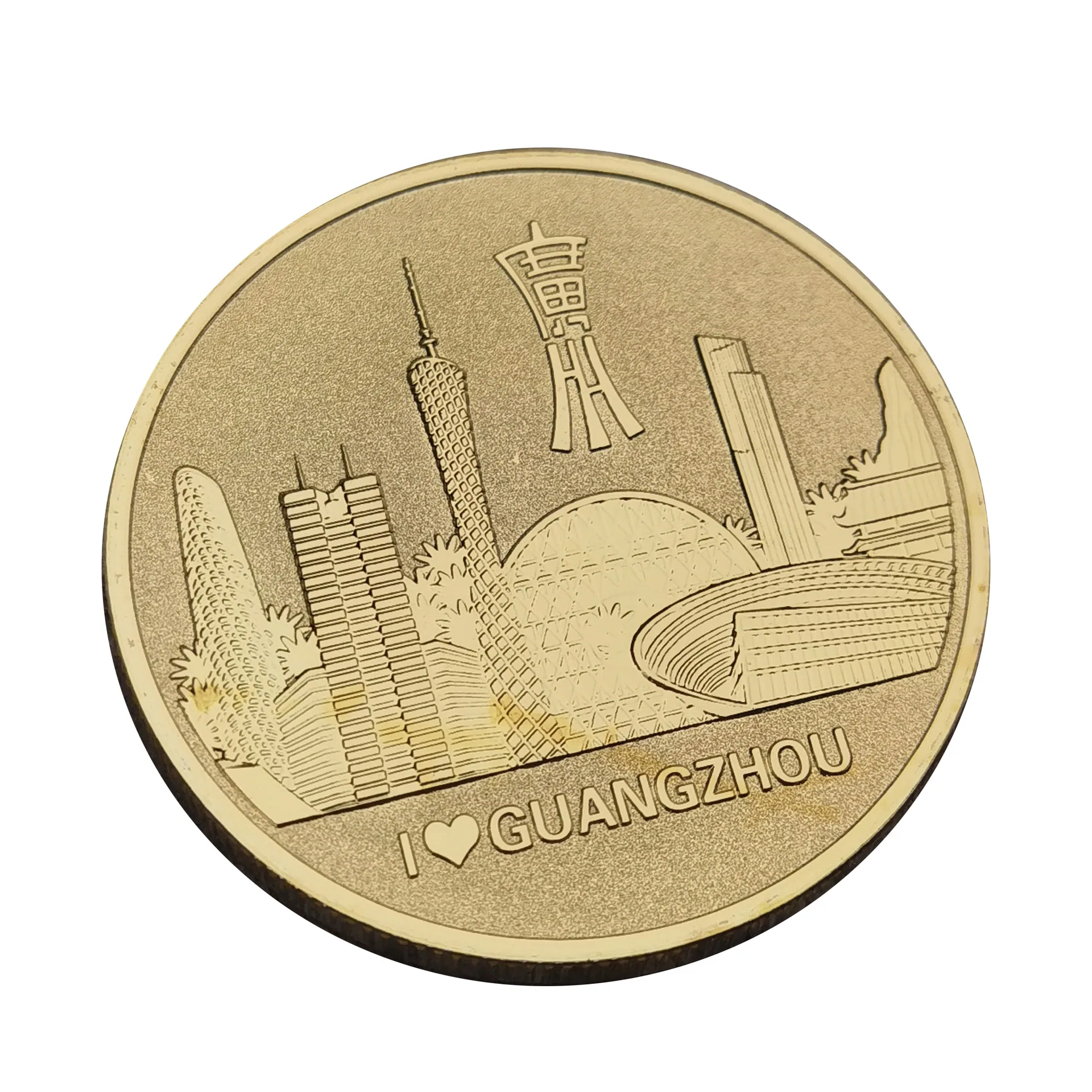 Guangzhou Xiaoman Waist Pagoda Scenic Area Tourism Commemorative Medal Creative Coins Frosted Gold Coins Souvenir Gift Collectio