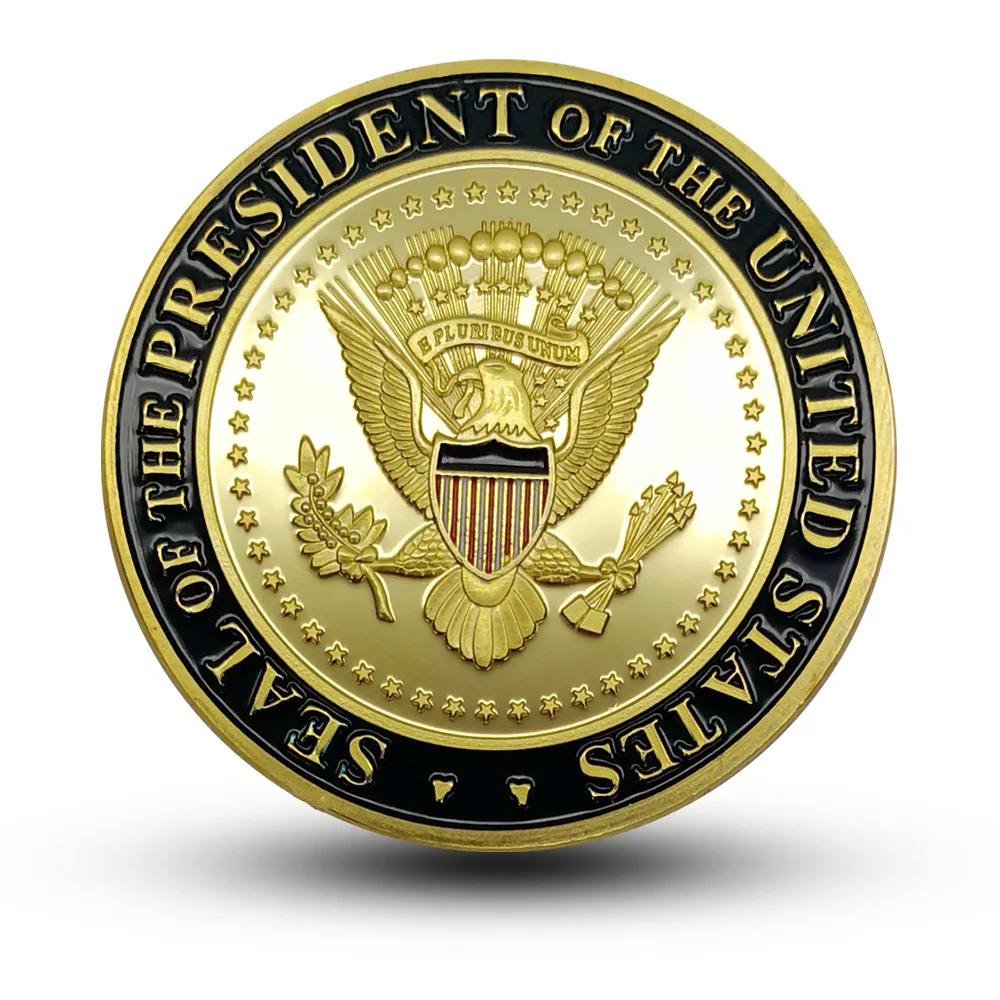 Metal medallions, U.S. Secret Service medals, gold-plated coins, military insignia, challenge coins, high relief painting techni 5
