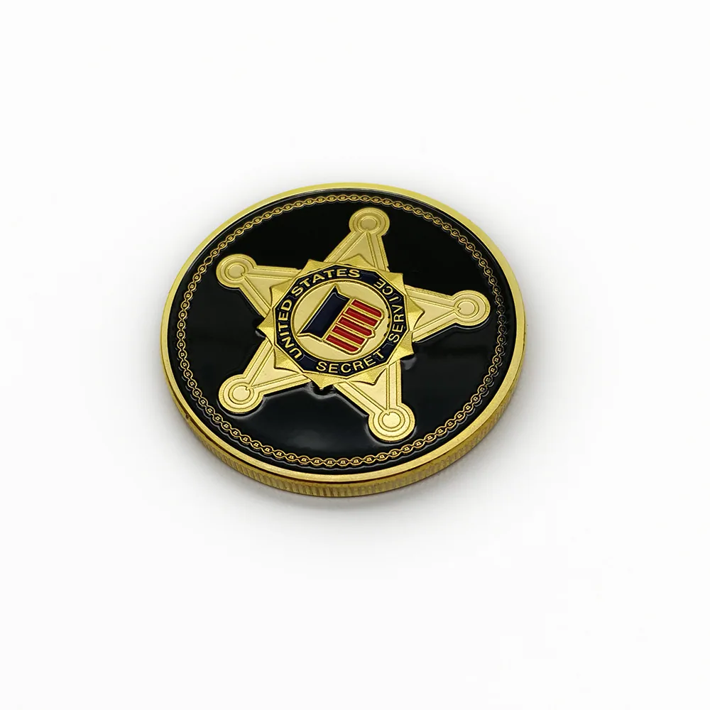Metal medallions, U.S. Secret Service medals, gold-plated coins, military insignia, challenge coins, high relief painting techni 3